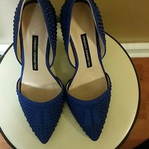 French Connection Blue Suede   Studded Pumps